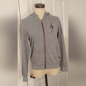 Aviator Nation Bolt Gray Zip Up Hoodie Size 14